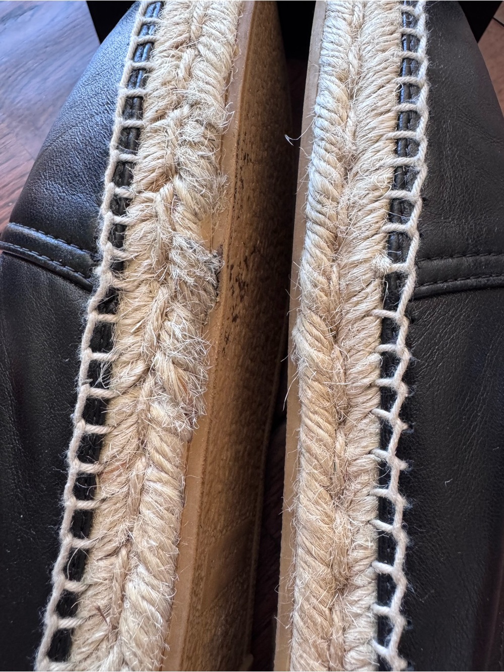 Saint Laurent YSL Women’s Monogrammed Black Leather Espadrilles EU 38 Authentic - Picture 4 of 9
